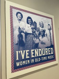 Graphics for the 'I've Endured: Women in Old-Time Music' featuring a number of important women in country and bluegrass music