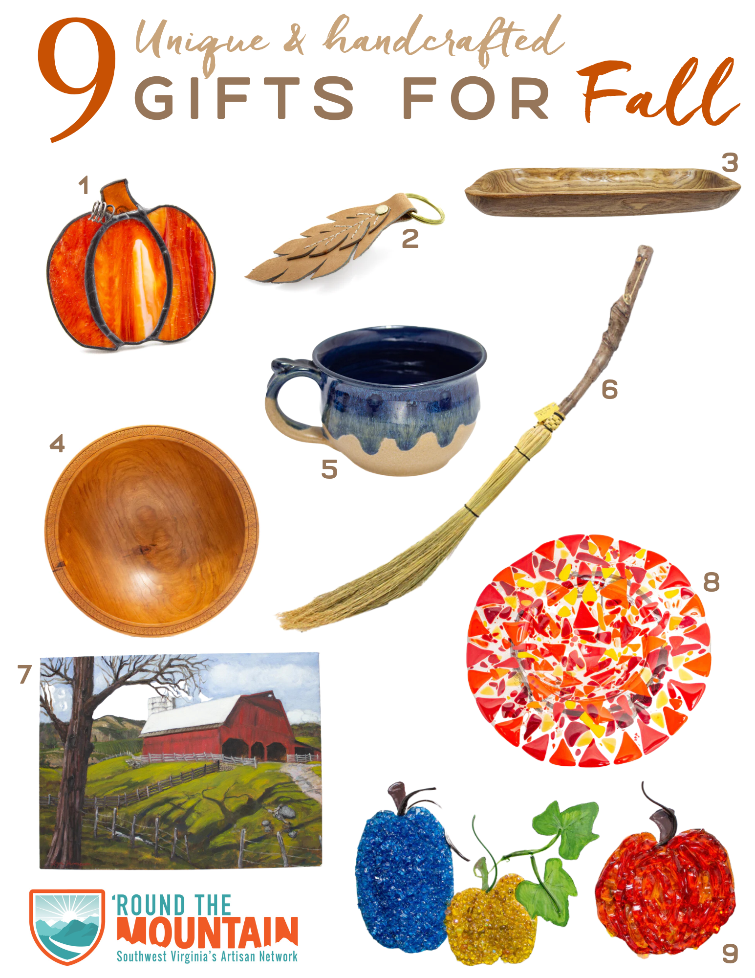 Fall gift guide with handmade artisan products from 'Round the Mountain artisans